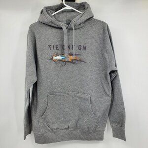 Whiskey Riff Tie One On Fly Fishing Graphic Long Sleeve Hoodie Sweatshirt Medium